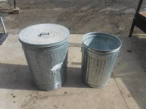 lot 11879 image: Pair of galvanized trash cans
