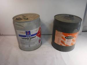 lot 11907 image: 2 partial buckets of paint thinner