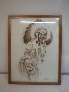 lot 11979 image: Signed and dated framed sketch