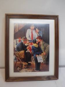 lot 11980 image: Framed scouting through the years Norman Rockwell print