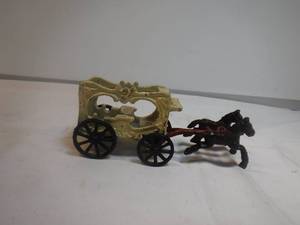 lot 11987 image: Metal toy horse and carriage