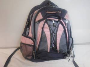 lot 19353 image: Eastport pink and grey back pack- gently used