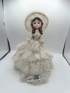 lot 9027 image: vintage 12 bradley big eyed southern belle porcelain doll with brown hair