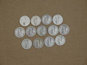 lot 9157 image: lot of 13 1943 liberty mercury dimes