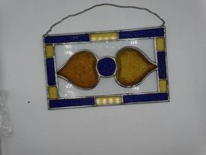 lot 9164 image: decorative  wall art with stained glass