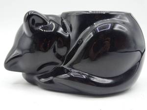 lot 9171 image: indiana glass co ceramic black cat with candle