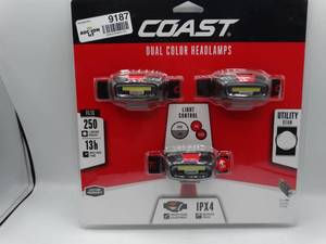 lot 9187 image: unopened set of 3 coast multi colored headlamps