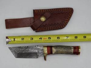 lot 9188 image: approximately 8 Damascus steel knife with holster