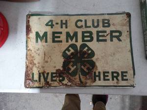 lot 9211 image: approximately 13x9 aluminum metal sign for 4h club members sign