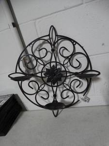 lot 9214 image: approximately 17x17 decorative candle holder for wall