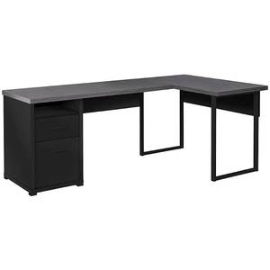 lot 15765 image: Monarch Specialties Megan 79W Computer Desk, BlackGray NOT INSPECTED OUTSIDE OF BOX