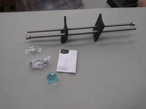 lot 15770 image: AmazonBasics Decorative 58 Curtain Rod with Faceted Ball Finials, ONE MISSING, 28 - 48, Turquoise Blue