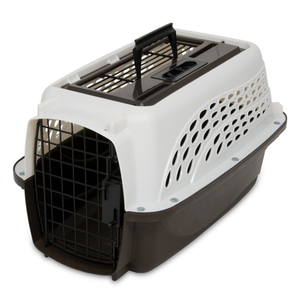 lot 15785 image: Petmate Two Door Top Load 19-Inch Pet Kennel, Metallic Pearl White and Coffee Ground Bottom