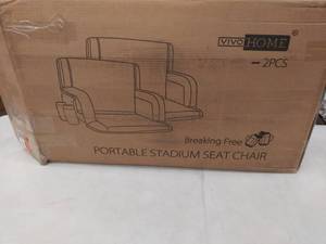 lot 15809 image: VIVOHOME Reclining Stadium Seat Chairs for Bleachers with Padded Backrest and Armrests, Pack of 2