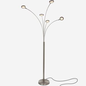 lot 15826 image: Led Floor Lamp Classy Modern Tall Pole Standing Industrial Nickel Finish Orion 5 NOT INSPECTED OUTSIDE OF BOX