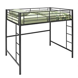 lot 15874 image: Premium Full Size Black Metal Loft Bed