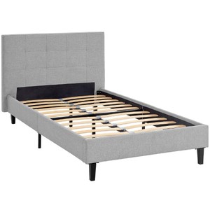 lot 15896 image: Linnea Fabric Bed Queen Light Gray - Modway