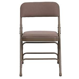 lot 5023 image: Flash Furniture HA-MC309AF-BGE-GG Hercules Series Curved Triple Braced and Quad Hinged Beige Fabric Upholstered Metal Folding Chair SET OF 4