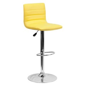 lot 5024 image: Flash Furniture 25 to 33 Striped Bar Stool in Yellow with Chrome Base