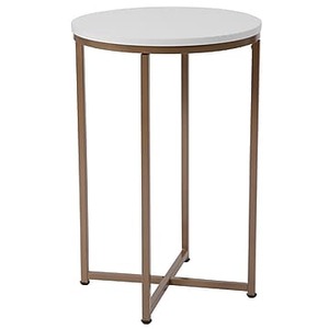 lot 15446 image: Flash Furniture Hampstead Collection White End Table with Matte Gold Frame