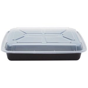 lot 15463 image: Pactiv Newspring NC989B Versatainer 58 oz. Polypropylene Premium Rectangle Meal Prep Food Container BlackClear 150Case