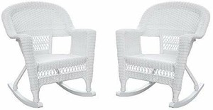 lot 15936 image: Set of 2 Jeco White Wicker Rocking chairs, NO ROCKERS