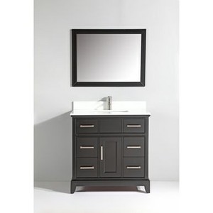 lot 15954 image: Vanity Art VA1036E 36 Inch Vanity Cabinet with Phoenix Stone Sink & Mirror - Espresso