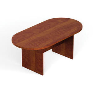 lot 15962 image: Offices to Go 511 Racetrack Conference Table with Slab Base-American Mahogany