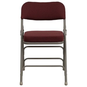 lot 15974 image: Flash Furniture HA-MC320AF-BG-GG Hercules Series Premium Curved Triple Braced and Quad Hinged Burgundy Fabric Upholstered Metal Folding Chair, Gray