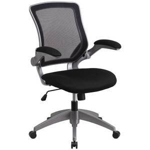 lot 15977 image: Flash Furniture Mid-Back Mesh Swivel Task Chair with Gray Frame and Flip-Up Arms, Multiple Colors