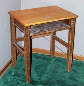 lot 3032 image: Antique Solid Wood Single School Desk