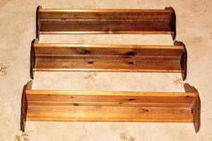 lot 3036 image: 3 Wooden Floating (solid) Wall Display Shelves 36 Long