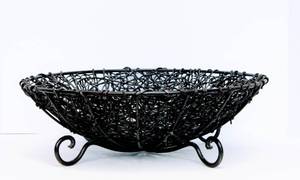 lot 3029 image: Woven Wrought Iron Basket Bowl
