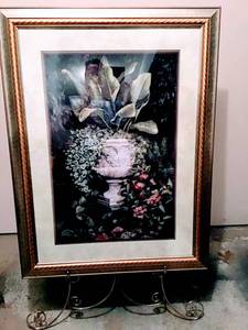 lot 3067 image: Home Interiors Framed Wall Art - Flowers and Plants in Garden
