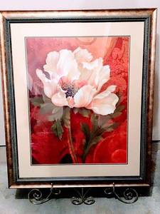 lot 3068 image: Large Framed Wall Art - White Flower