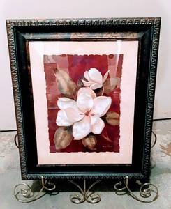 lot 3070 image: Framed Wall Art - White Gardenia