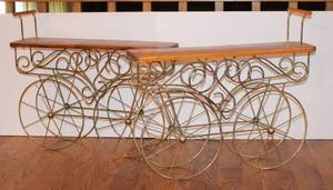 lot 3182 image: (2) Decorative Shelves with Faux Wheels