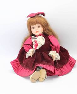 lot 3198 image: Porcelain Sitting Music Box Doll - Works