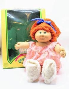 lot 3207 image: Cabbage Patch Kids - Vintage 1985 Redhead with Green Eyes and Bunny Slippers - Karina Marie