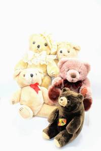 lot 3211 image: (5) Nice Quality Stuffed Bears - Three of them have movable arms and legs