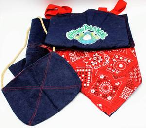 lot 3222 image: Vintage Cabbage Patch Dolls Sleeper, Sleeping Bag, Backpack Carrier, Fur Coat, Costume and lots of Shoes