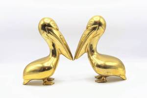lot 3313 image: Set of 2 Brass Pelicans