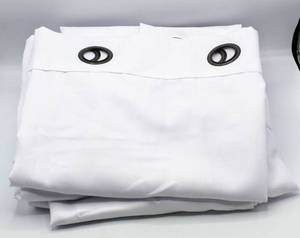 lot 3315 image: (4) White Large Grommet Curtain Panels - each panel is 48W x 83.5L