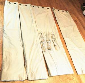 lot 3316 image: (4) Custom Calico Corner Curtains - Fully Lined - (2) 102W x 87L (ea. panel) and (2) 126W x 87L (ea. panel)