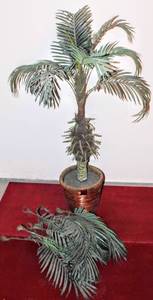 lot 3245 image: 46 Tall Faux Potted Palm Plant in Wicker Planter and additional Palm to Fill Tree