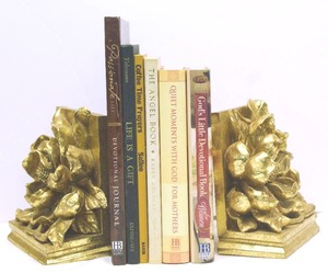 lot 3257 image: Beautiful Golden Flower Bookends and Religious Coffee Time Reading For Women