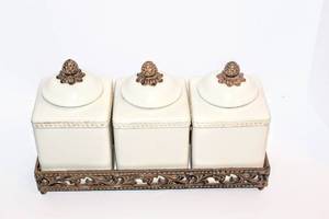 lot 3253 image: Home and Garden Stoneware Collection Lidded Canisters and Tray