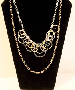 lot 3347 image: (12) Piece Gold Toned, Black and White Rhinestone Lot - Necklaces, Pendant, Watch and Bracelets