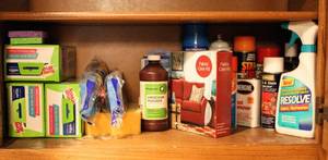 lot 3293 image: Large Lot of Household Cleaners, Laundry Care, Upholstery Cleaners, New Mop Heads...