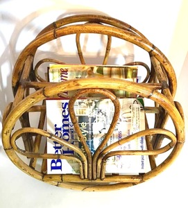 lot 3148 image: Vintage Bamboo Rattan Magazine Rack